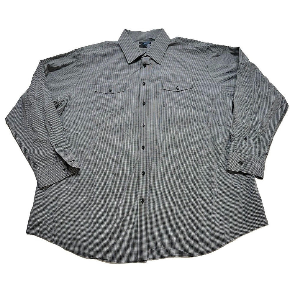 Murano Dress Shirt Mens 3XT Ultimate Modern Comfort Black White Plaid